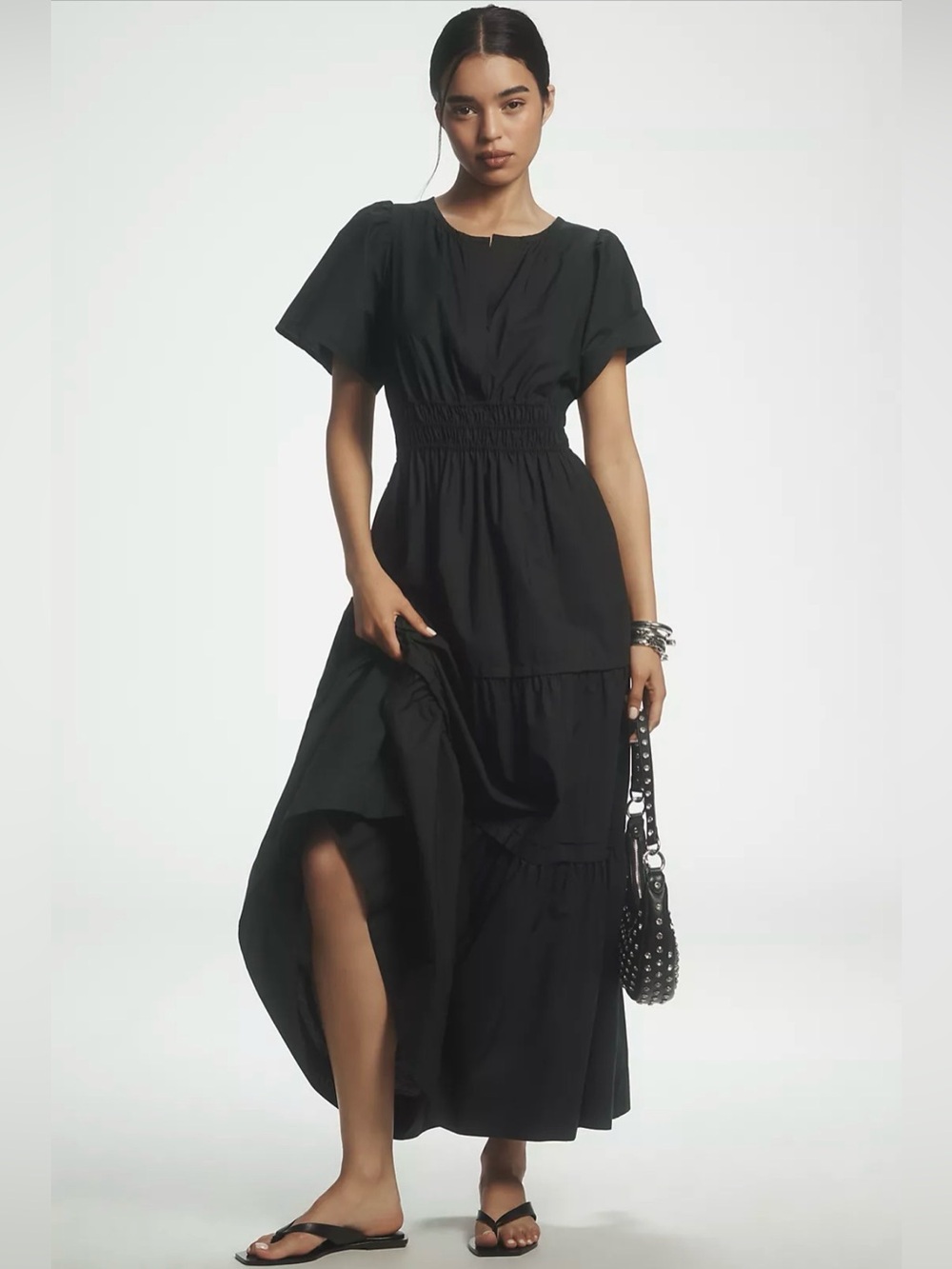 Anthropologie - 100% Cotton - Tiered Short-Sleeve Maxi Dress - size XS